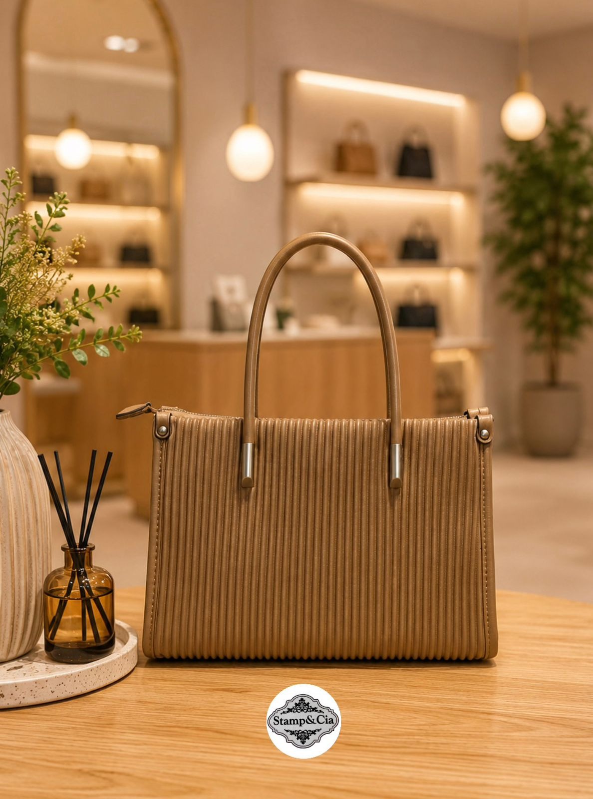 Bolsa Caramelo Plissada