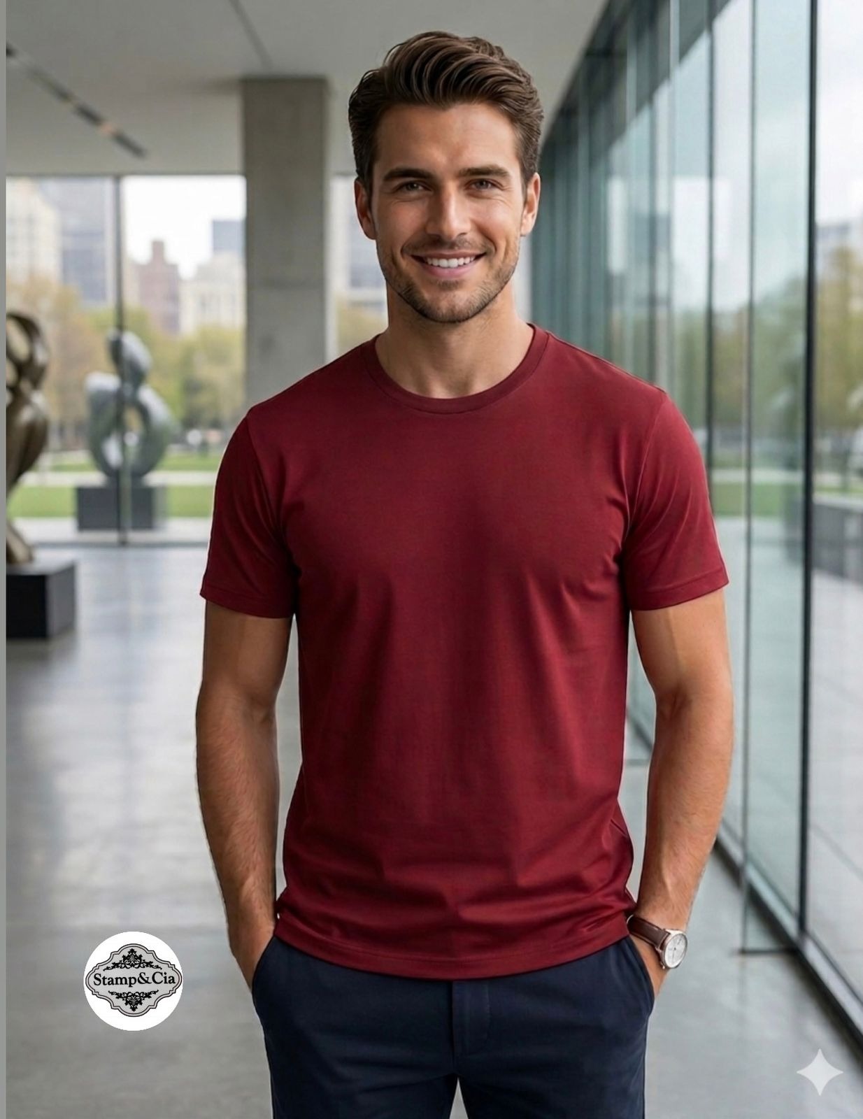 Camiseta Vinho Casual
