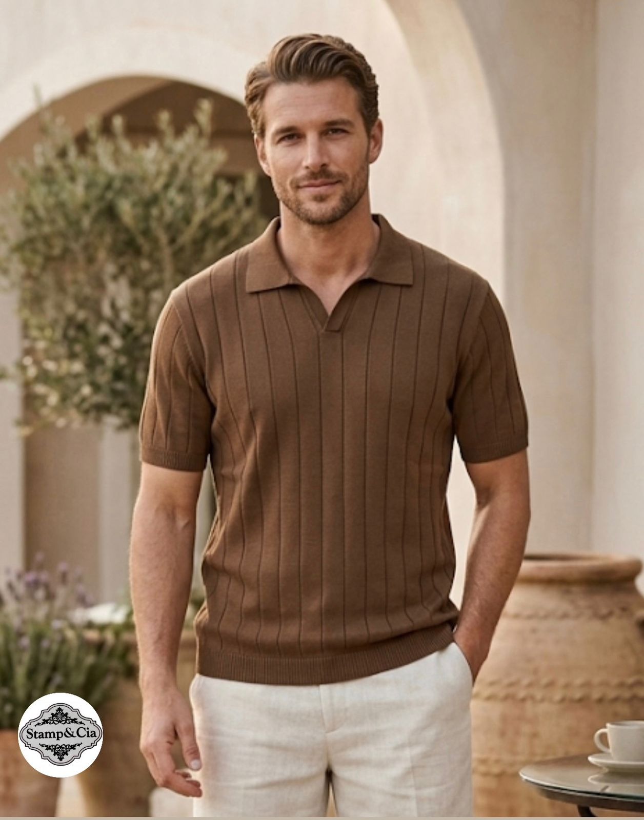Polo Marrom Listrada