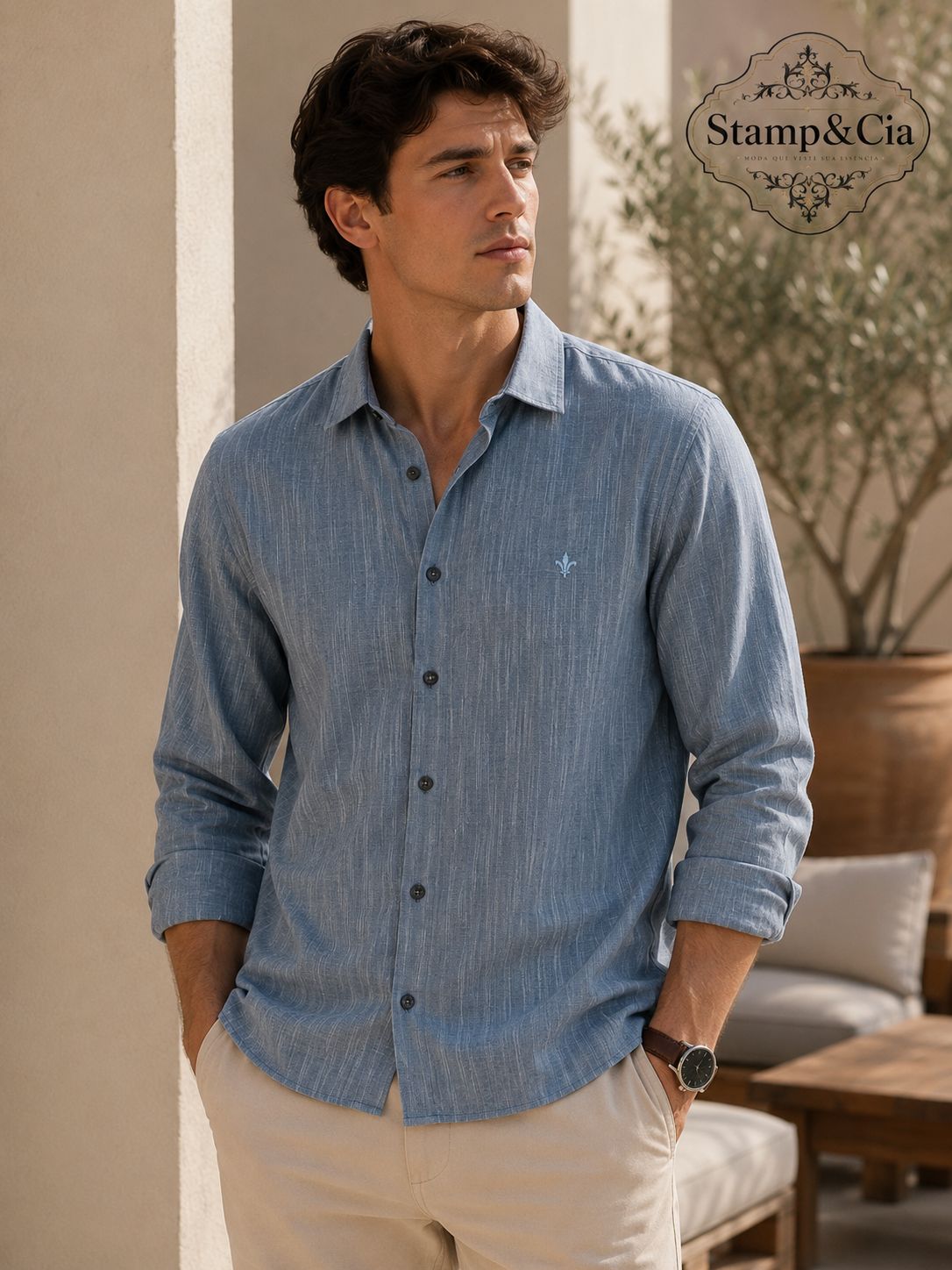 Camisa Azul Mescla