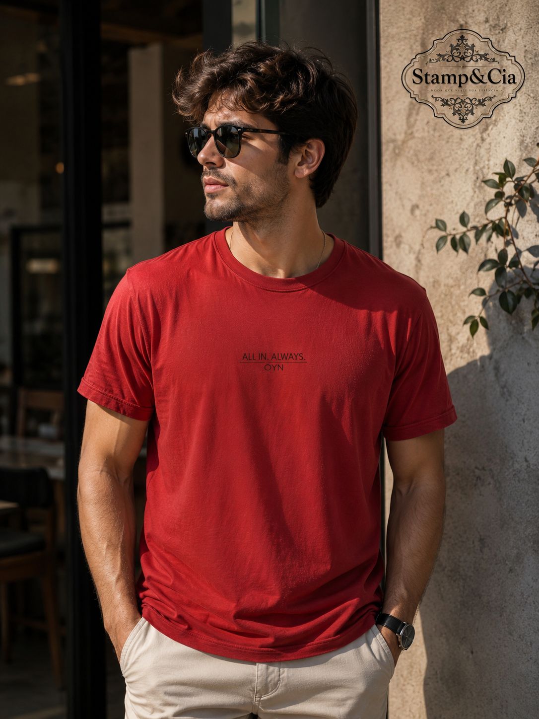 Camiseta Vermelha Estampa Minimal